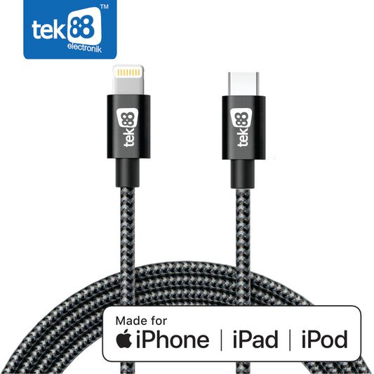 Tek88 Apple MFI Nylon Type-C to Lightning Cable 5ft/ 1.5m