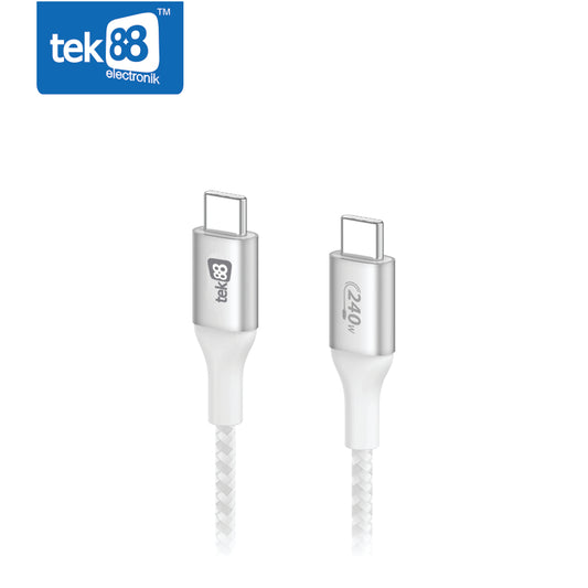 Tek88 Nylon Braided 240W USB-C Cable 5ft/ 1.5m